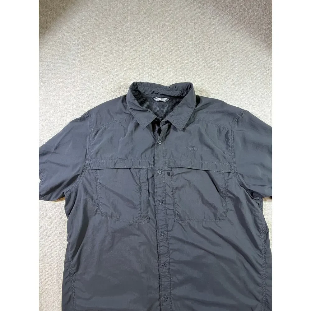 The North Face Men Black 2XL Button Front Short Sleeve Vented Hiking Shirt